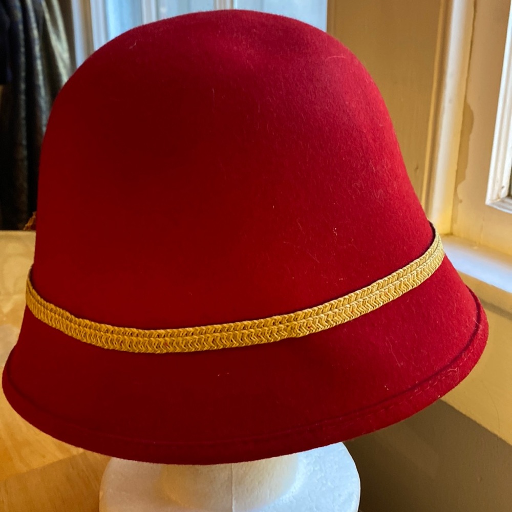 Scala Bucket Style Hat Red Wool Made In Usa - image 3